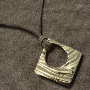 Vintage Silver Tone and Cord Necklace